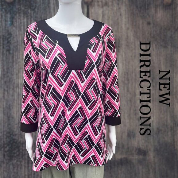 New Directions | Vintage Pink and Black Top | L | EUC - Picture 1 of 7